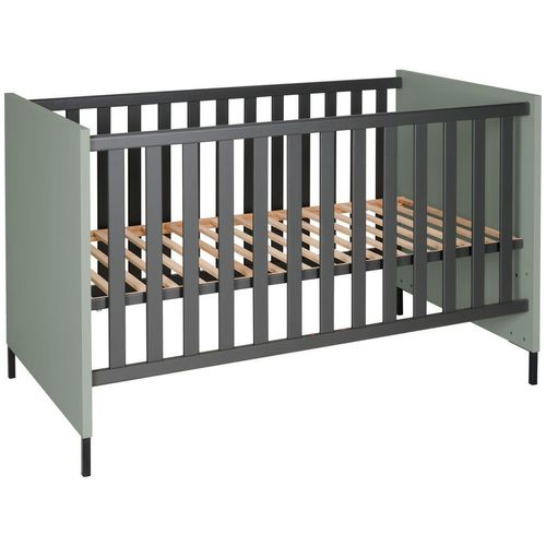 Jimmylee Gitterbett MIA , Anthrazit, Grün , Holz, Holzwerkstoff , Buche , 70x140 cm , DIN EN ISO 9001 , zum Juniorbett umbaubar, höhenverstellbar,