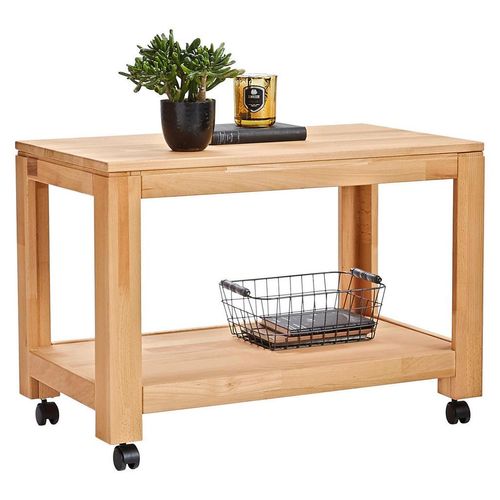 Linea Natura Beistelltisch , Buche , Holz , Kernbuche , massiv , rechteckig , eckig , 45.5x55.5x80 cm , Wohnzimmer, Wohnzimmertische, Beistelltische