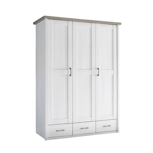 Xxxl Babykleiderschrank Luca / Corner , Weiß, Eiche , Holzwerkstoff , 7 Fächer , 3 Schubladen , 148x201x62 cm , Babymöbel, Babykleiderschrank