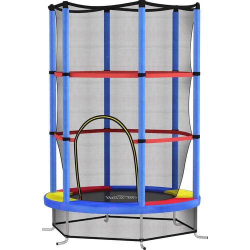 Kindertrampolin, Ø140 cm Trampolin für Kinder mit Sicherheitsnetz, Gartentrampolin für 3-6 Jahre Kinder, Indoor, Bunt |