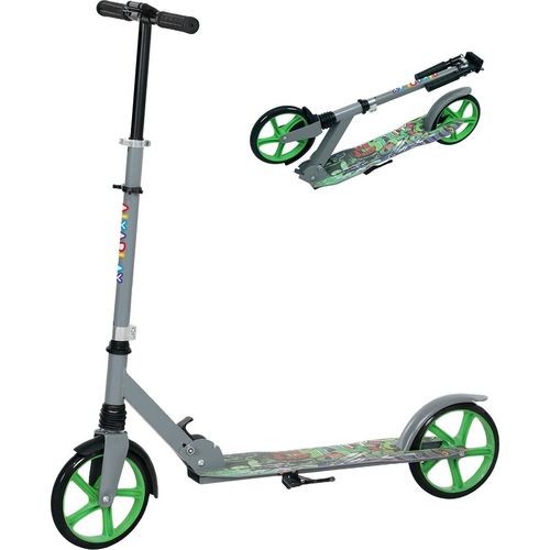 Roller Kinder Klappbar Kinderroller mit Verstellbare Lenkerhöhe, 2 Großen Rädern, Hinterer Schutzblechbremse, Tretroller Scooter für Kinder ab 6-12 Jahren Grün Aosom