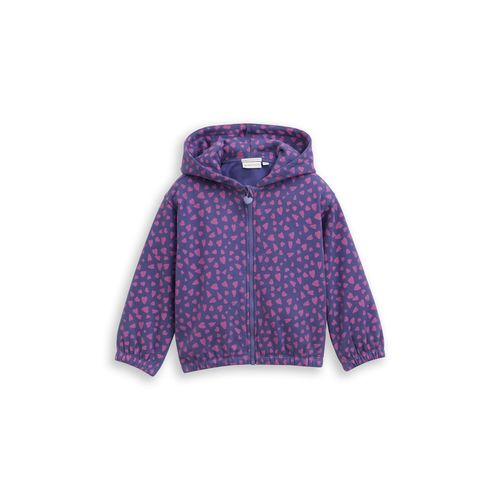 TOM TAILOR Mädchen Cropped Hoodie Sweatjacke mit Allover-Print, blau, Gemustert, Gr. 116/122