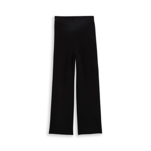 TOM TAILOR DENIM Damen Straight Strickhose, schwarz, Uni, Gr. M