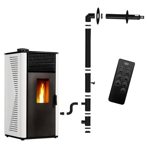 Pelletofen Anita 15 kW Weiß Sannover + Installationsset
