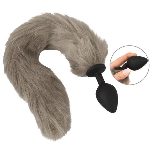 Analplug „fluffy tail“ mit langem Kunstfell-Schweif