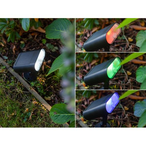 LED Solar Gartenstrahler schwenkbar, Bewegungsmelder & RGB Farbwechsel