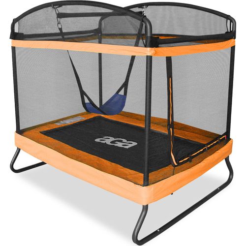 Aga Rechteckiges Trampolin, Kindertrampolin, Gartentrampolin mit Sicherheitsnetz 122x183 cm Orange + Schutznetz