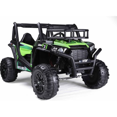 RIRICAR Elektroauto für kinder 24V UTV, grün, kinder elektroauto 2 sitzer mit 2,4 GHz Ferbedienung, 2 x 200 W Motor, Lithium-Akku, Eva-Räder, gepolsterter Sitz, USB, SD-Karte, elektrofahrzeug kinder ab 3-8 jahre