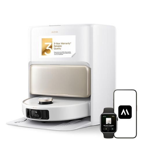 MOVA V50 Ultra Complete Saug- und Wischroboter,Automatische Entleerungsfunktion,24000 Pa,Heißwasserreinigung,DuoSolution, FlexiRise Navigation,Weiß