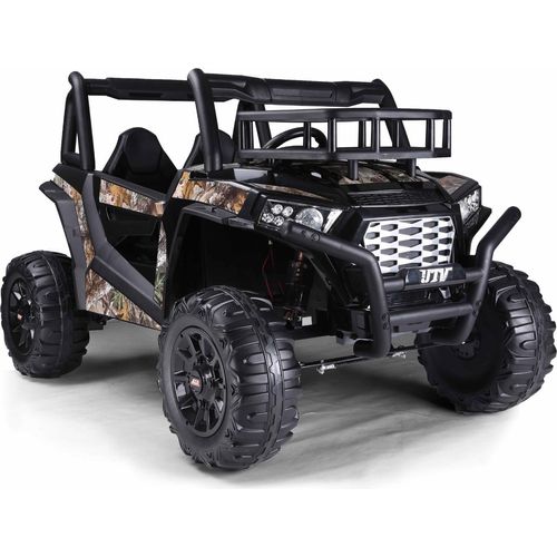 RIRICAR Elektroauto für kinder 24V UTV, Schwarz, kinder elektroauto 2 sitzer mit 2,4 GHz Ferbedienung, 2 x 200 W Motor, Lithium-Akku, Eva-Räder, gepolsterter Sitz, USB, SD-Karte, elektrofahrzeug kinder ab 3-8 jahre