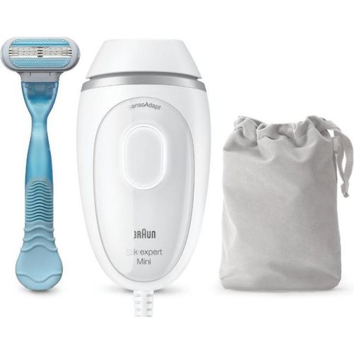 Braun Pulsed Light Epilierer Silk Expert Mini PL1124 Weiß für Beine Körper Gesicht