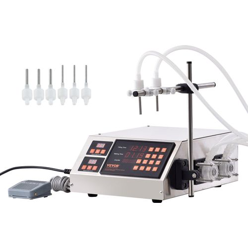 Flüssigkeitsfüllmaschine, 5–650 ml Füllkapazität, automatische Flaschenfüllmaschine, Abfüllmaschine, Peristaltikpumpe, digitale Steuerung für Milch, Wasser, Wein, Getränke, Sojasauce (Doppeldüse