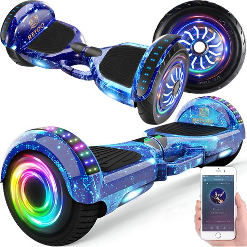 Hoverboard 10 Zoll Elektroroller mit Bluetooth Smart Scooter Elektro Balance Hoverkart Kinder Jugendliche und Erwachsene LED Skateboard 500W Retoo