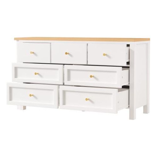 Schreibtisch 120x40x70cm 7-Schubladen Kommode 2-in-1 Drehwerkbank Sideboard Eichenoptik 360 Weiss Frisiertisch L-foermig Eckschreibtisch