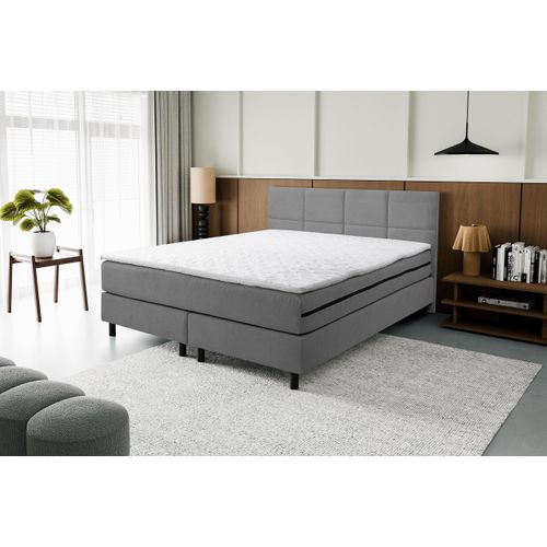 VENASI KANSAS Boxspringbett 140x200 mit H3 Matratze GRAU Polsterbett Doppelbett