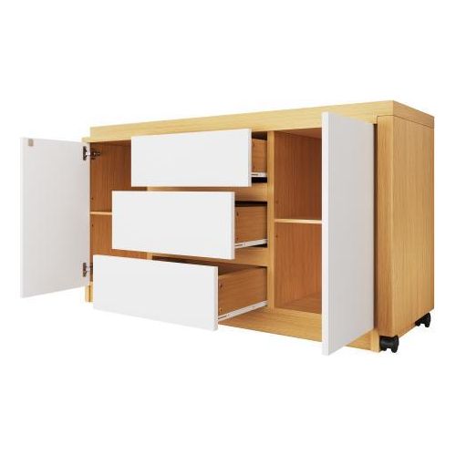 Schreibtisch Eiche feststellbaren Rollen 120x50x76,5cm Weiss multifunktional 4cm drehbare Tischplatte arretierbar faltbar Eckschreibtisch Sideboard