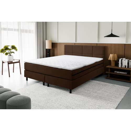 VENASI KANSAS Boxspringbett 140x200 mit H3 Matratze BRAUN Polsterbett Doppelbett