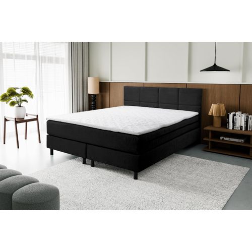VENASI KANSAS Boxspringbett 140x200 mit H3 Matratze SCHWARZ Polsterbett Doppelbett