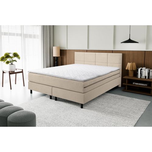 VENASI KANSAS Boxspringbett 180x200 mit H3 Matratze BEIGE Polsterbett Doppelbett