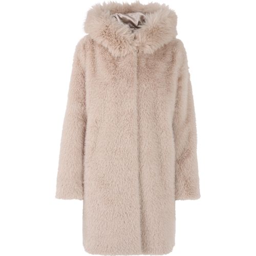 Mantel aus Fake Fur mit Kapuze