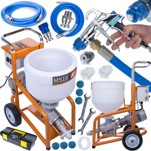 Rosfix MaxStream18 Putzmaschine 1800W | 12L/Min | 28L Tank | Profi-Typ für Gips-, Kalk-, Zementputz & Estrich | Airless Förderpumpe