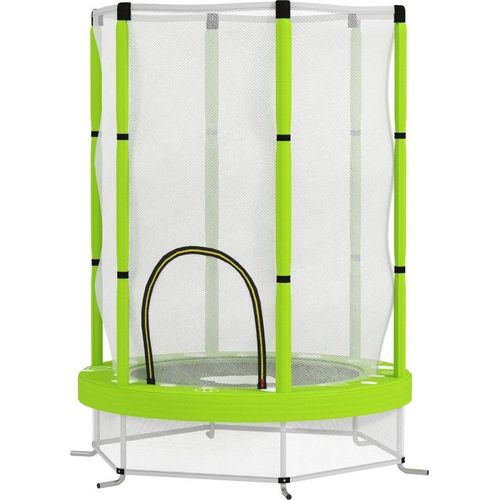 Kinder Trampolin Ø140 cm, Indoor Trampolin mit Sicherheitsnetz Randabdeckung Gummiseil, Kindertrampolin mit Tür, Wolken-Muster, für Kinder 3-6 Jahre