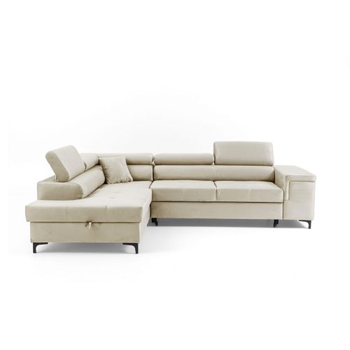 NEXT COLLECTION Ecksofa WILLIAM mit Bettkasten,Dekokissen, verstellbaren Kopfstützen, Metallfüßen, mit Schalffunktion, Links, Beige