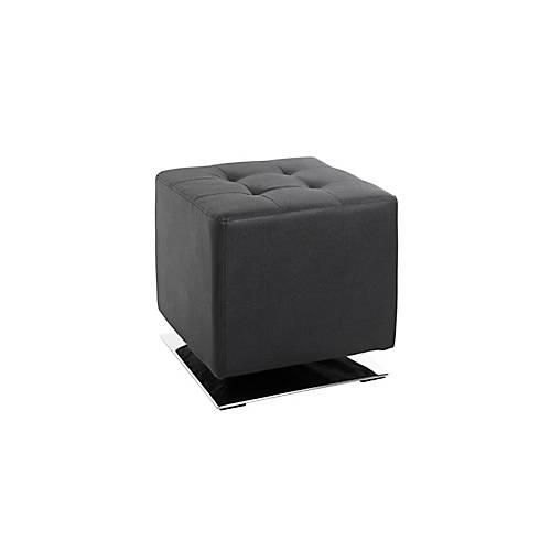 Hocker HAKU, drehbar, gepolstert, B 400 x T 400 x H 420 mm, Kunstleder und Stahl, schwarz-chrom