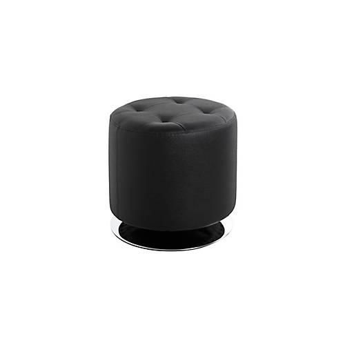 Hocker HAKU, rund, drehbar, gepolstert, Ø 400 x H 400 mm, Kunstleder und Stahl, schwarz-chrom