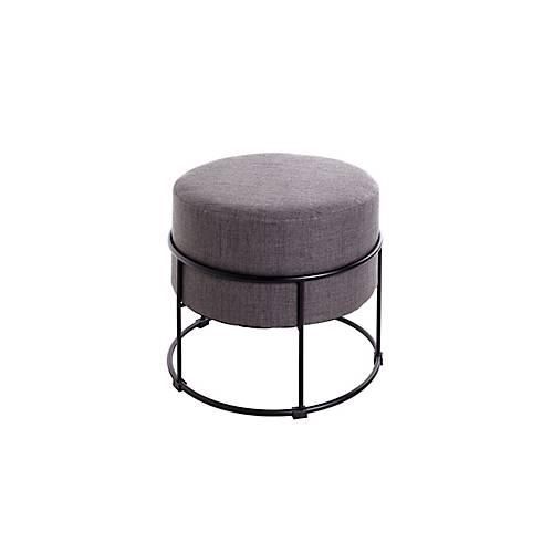 Hocker HAKU, gepolstert, B 480 x T 480 x H 430 mm, Stoff und Stahl, anthrazit-schwarz