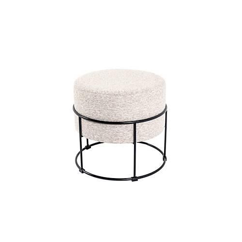 Hocker HAKU, gepolstert, B 480 x T 480 x H 430 mm, Stoff und Stahl, cremebeige-schwarz