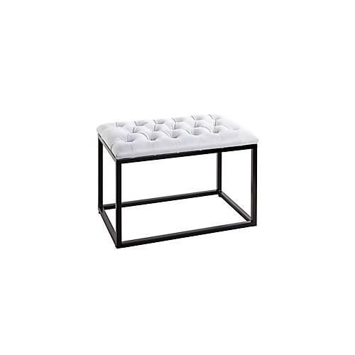 Hocker HAKU, gepolstert, B 600 x T 400 x H 450 mm, Textilgewebe in Lederoptik und Stahl, grau-schwarz
