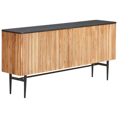 Landscape Sideboard , Schwarz, Akazie , Holz, Metall, Stein , Akazie , Holz , 1 Fächer , 2 Schubladen , 170x80x40 cm , stehend , Holzmöbel, Kleinmöbel