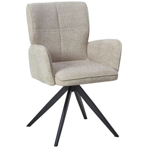 Mid.you Armlehnstuhl , Schwarz, Beige , Holz, Metall, Textil , Pappel , Sperrholz , Drehkreuz , 60x89x63 cm , Bsci , inklusive Armlehnen , Stühle