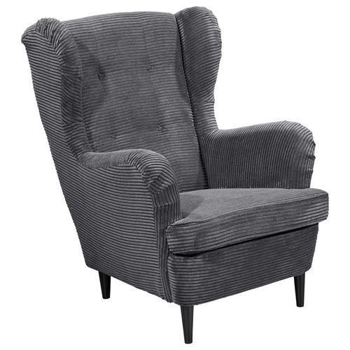 Carryhome Ohrensessel , Dunkelgrau , Textil , Buche , massiv , 78x102x98 cm , Wohnzimmer, Sessel, Ohrensessel