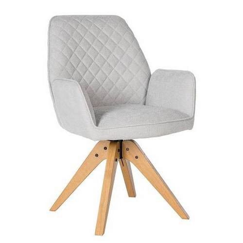 Armlehnstuhl , Grau, Eiche , Holz, Textil , Eiche , massiv , eckig , 59x88x63 cm , Sitzfläche 180° drehbar , Stühle