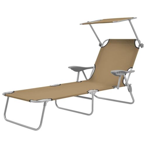 Prolenta Premium Klappliege mit Sonnenschutz Stahl Taupe