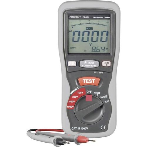 Voltcraft ET-100 Isolationstester, Isoltationsmessgerät 125/250/500/1000 V CAT III 600 V (ET-100)