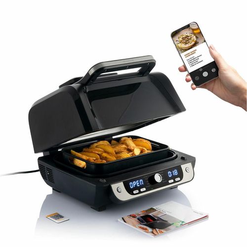 Heißluftfritteuse mit Grill, Zubehör und Rezeptbuch InnovaGoods Fryinn 12-in-1 6000 Black Steel 3400 W 6 L