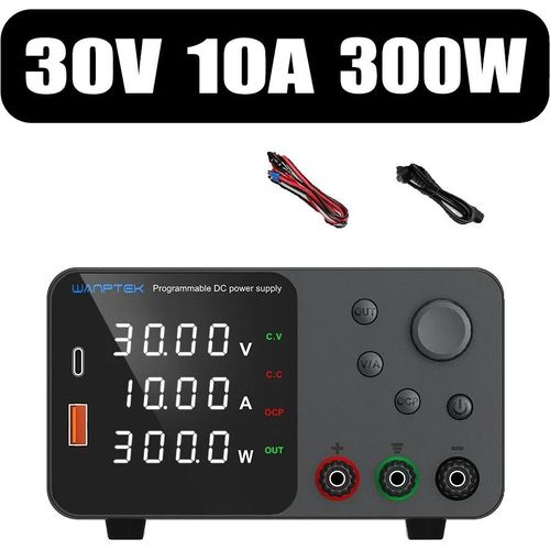 Wanptek DC-Netzteil, einstellbare Spannung bis zu 120V, einstellbarer Strom bis zu 10A, W-TPS3010 Schwarz