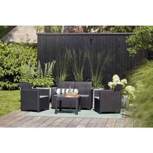 Gartenmöbel aus geflochtenem Rattan-Harz - Schwarz - Mit Couchtisch - KETER - 4 Personen - MARIE