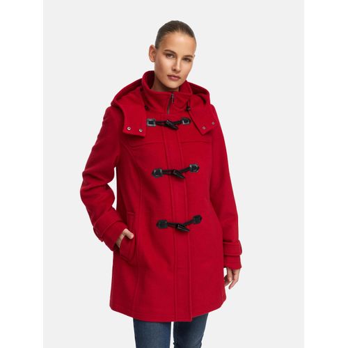 Dufflecoat MANISA, Damen, Gr. 46, rot, Web, Obermaterial: 50% Wolle, 50% Polyester. Futter: 100% Polyester, unifarben, ca. Mitte Oberschenkel, Rundhals, Mäntel, mit abnehmbarer Kapuze und Knebelverschlüssen