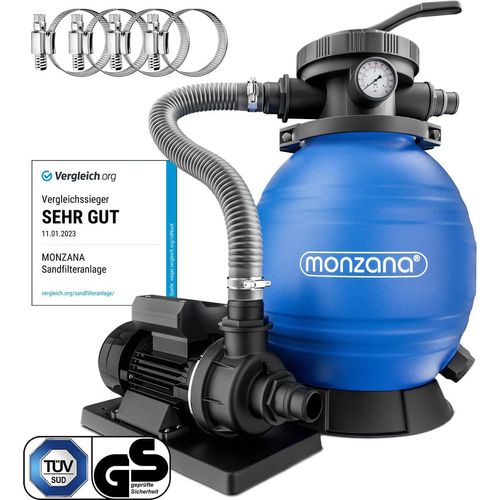 MONZANA® Sandfilteranlage SF12K 10.200L/h bis 35.000L Pool Selbstansaugend 400 Watt 2in1 Adapter Ø32–38mm 7Wege Ventil Sandfilterpumpe Poolfilter