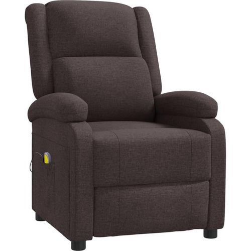 vidaXL Ohrensessel mit Massagefunktion Dunkelbraun Stoff