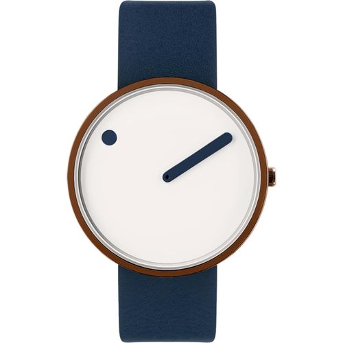 PICTO Uhr 40 mm Creme Lederband Mitternachtsblau 43348-6720C