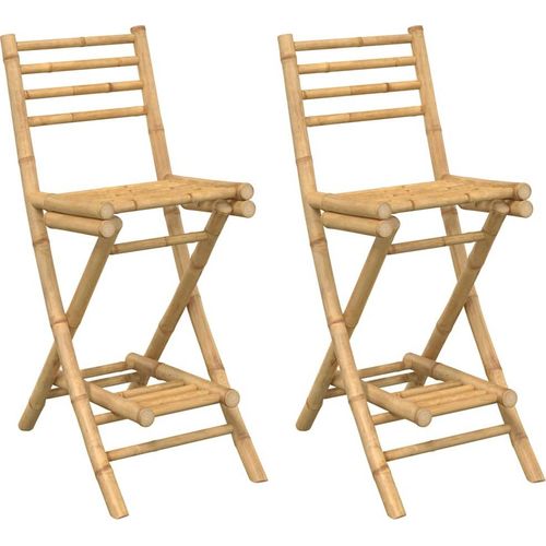 vidaXL Outdoor-Barhocker mit Fußstützen 2 Stk. Klappbar Bambus
