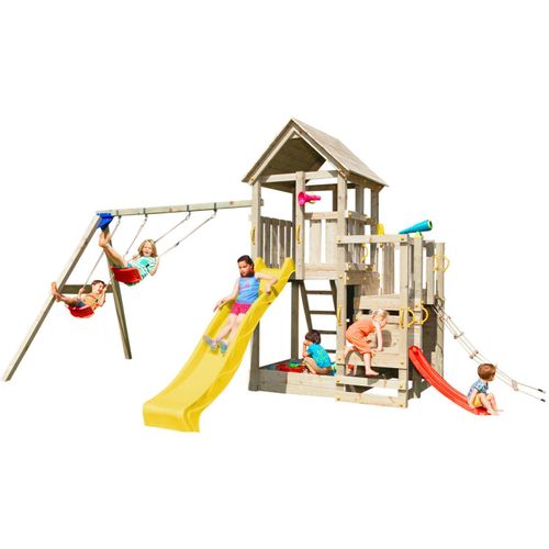 Spielturmking Spielturm PENTHOUSE mit Rutsche 2,90 m + Babyrutsche + Kletternetz + Doppelschaukel - Gelb DH271