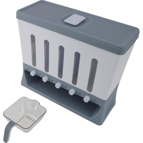 Wall Mounted Rice Dispenser Box 5 Compartment Große Kapazität Getreide Reis Körner Separate Storage Box Rice Bucket Container Hellgrau