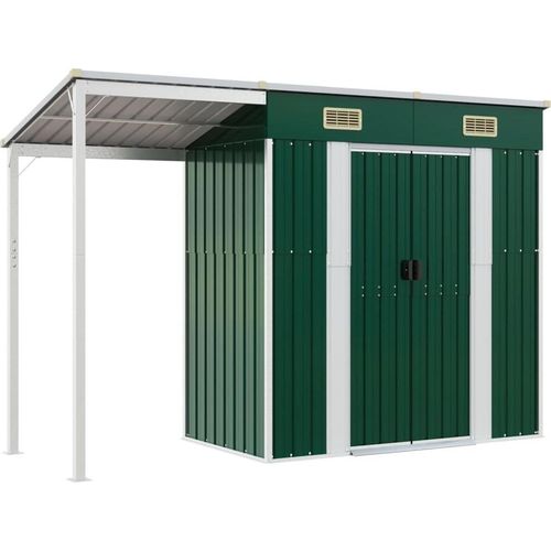 Prolenta Premium - Gartenhaus mit Schleppdach Grün 277x107x181 cm Stahl