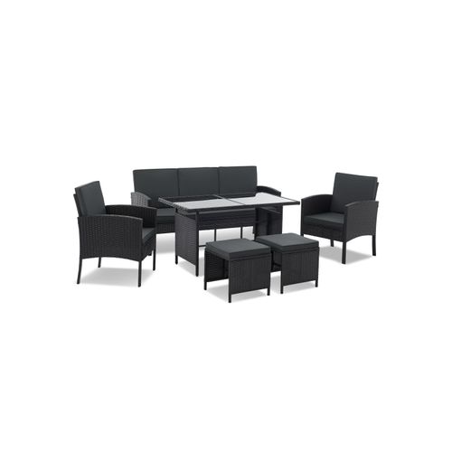 Juskys Polyrattan Gartenmöbel Sitzgruppe Turin schwarz Image